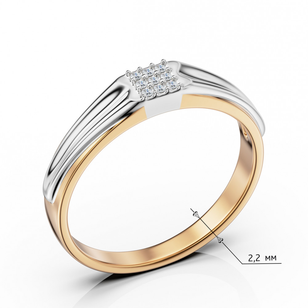 Золотое кольцо c бриллиантами. Артикул 750788  размер 16 - Фото 3