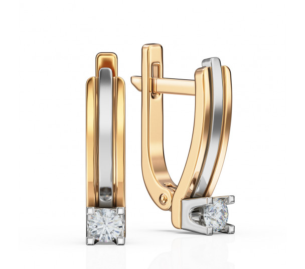 Золоті сережки з діамантами. Артикул 770341 - Фото  1