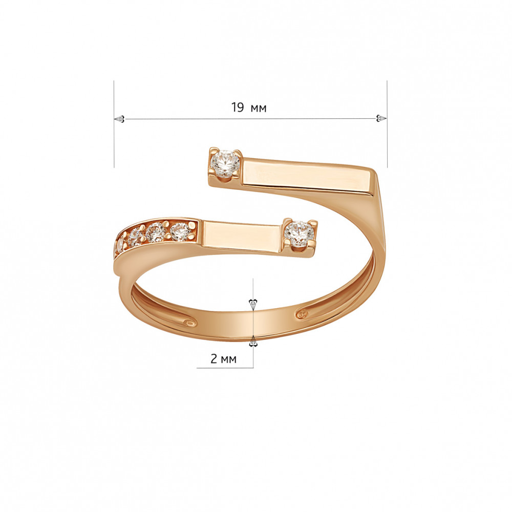 Золотое кольцо с фианитами. Артикул 380664  размер 18 - Фото 3