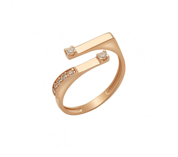 Золотое кольцо с горным хрусталем и фианитами. Артикул 3728764 - Фото  1