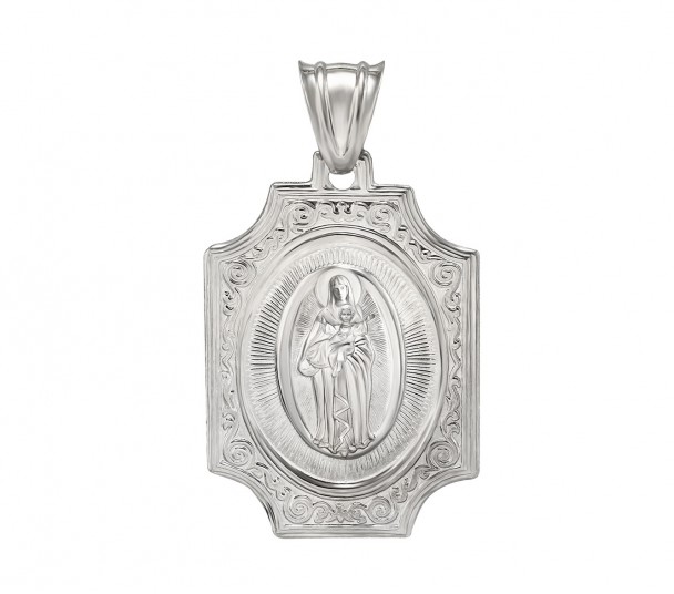 Серебряная ладанка "Икона Божией Матери Благодатное небо". Артикул 120696С  - Фото 1