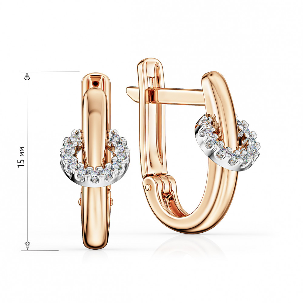 Золоті сережки з фіанітами. Артикул 430435  - Фото 2