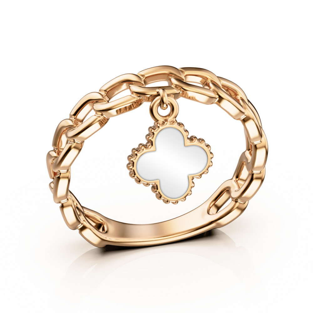 Gold ring with enamel. Article 300445Е  size 17 - Photo 2