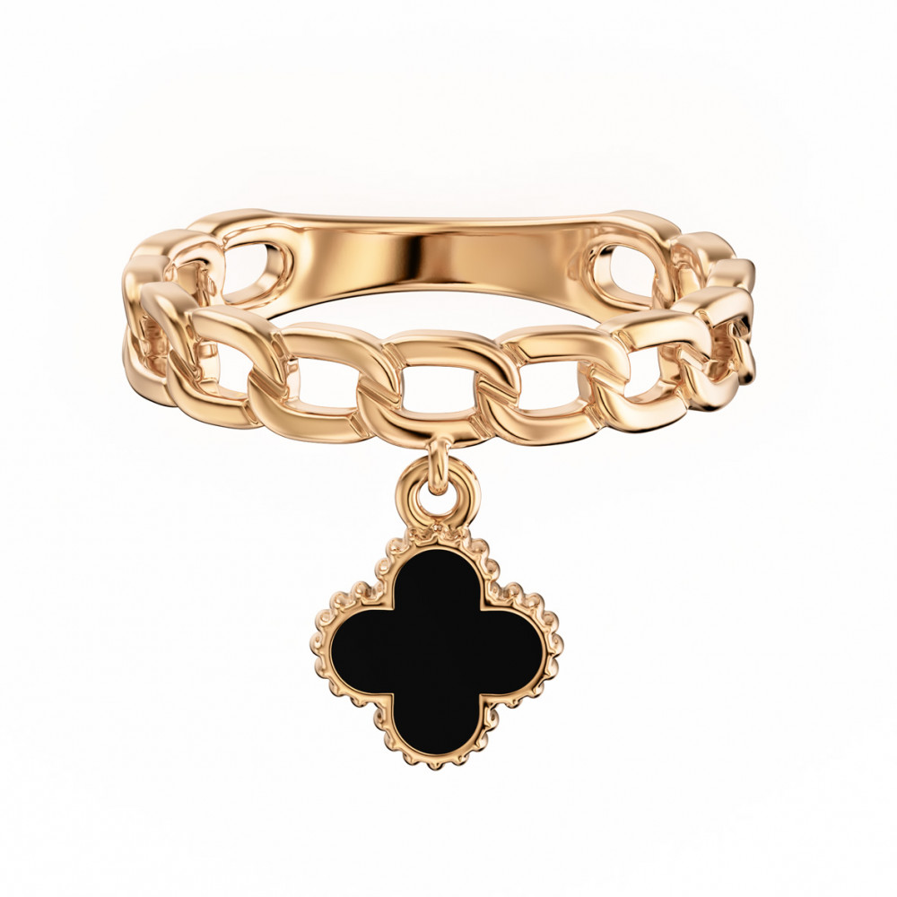 Gold ring with enamel. Article 300445Е  size 17 - Photo 3