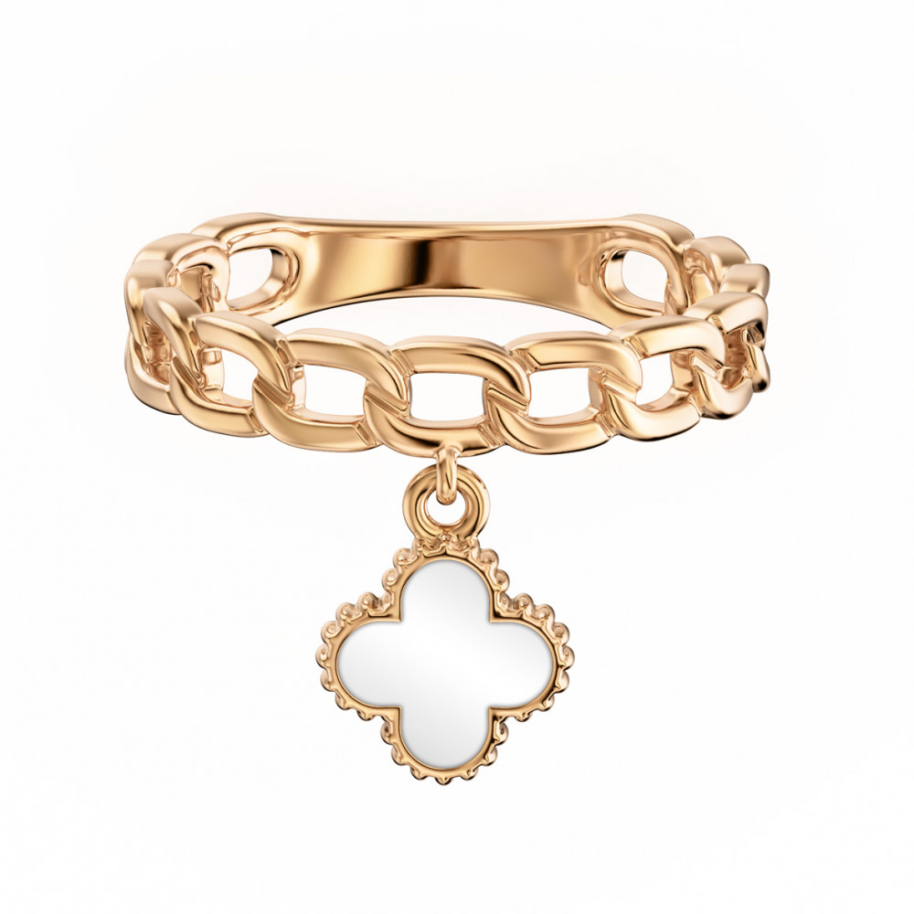 Gold ring with enamel. Article 300445Е  size 17 - Photo 4