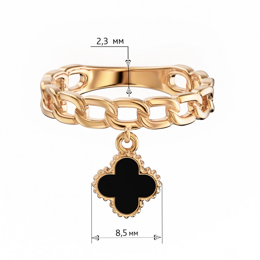 Золотое кольцо с эмалью. Артикул 300445Е  размер 16.5 - Фото 3