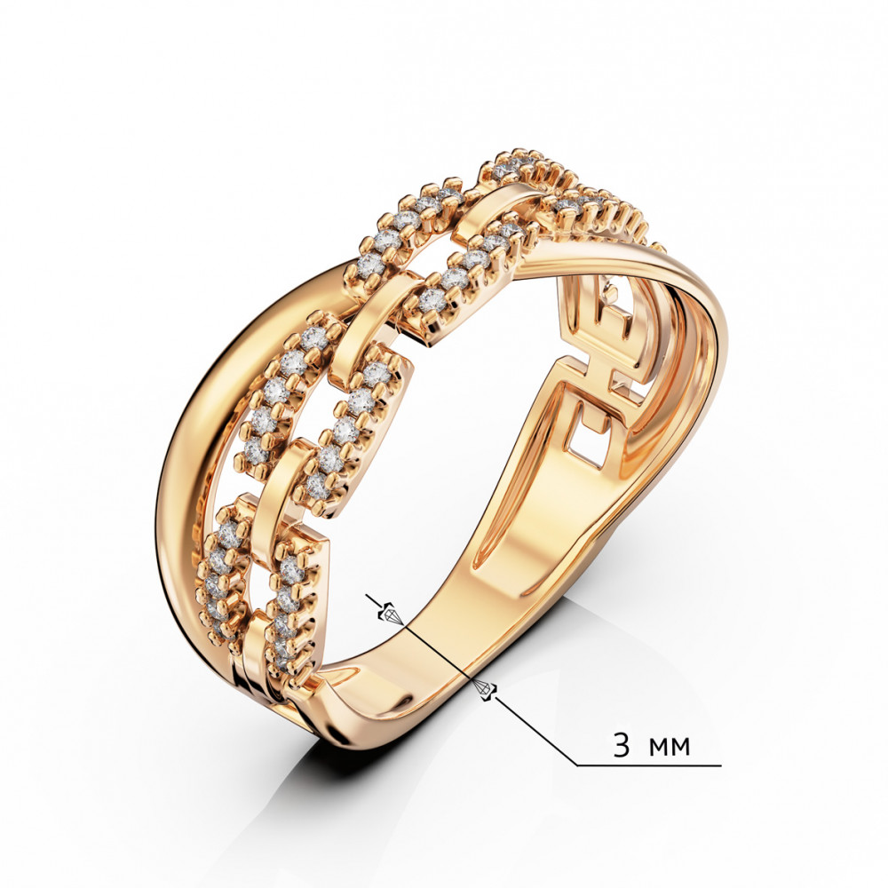 Золотое кольцо с фианитами. Артикул 380675  размер 17 - Фото 3