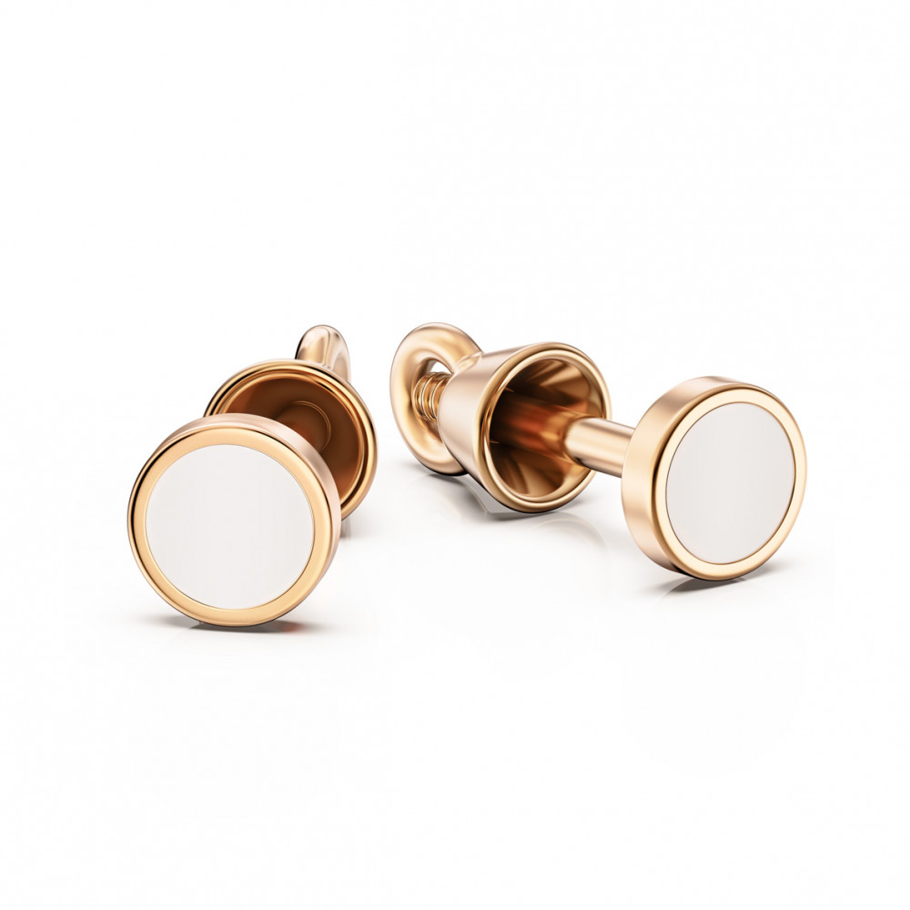 Gold studs with enamel. Article 500039Е  - Photo 3