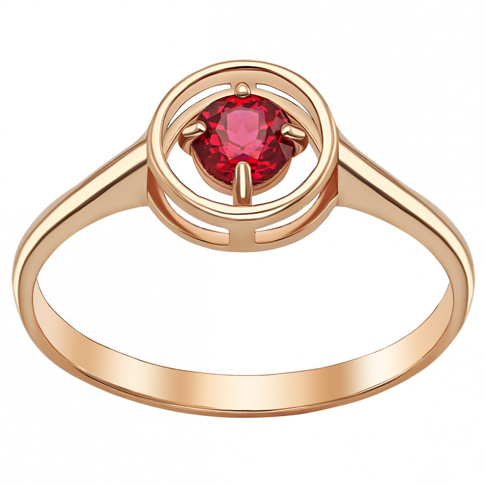 Золотое кольцо с рубином. Артикул 365699  размер 17 - Фото 2