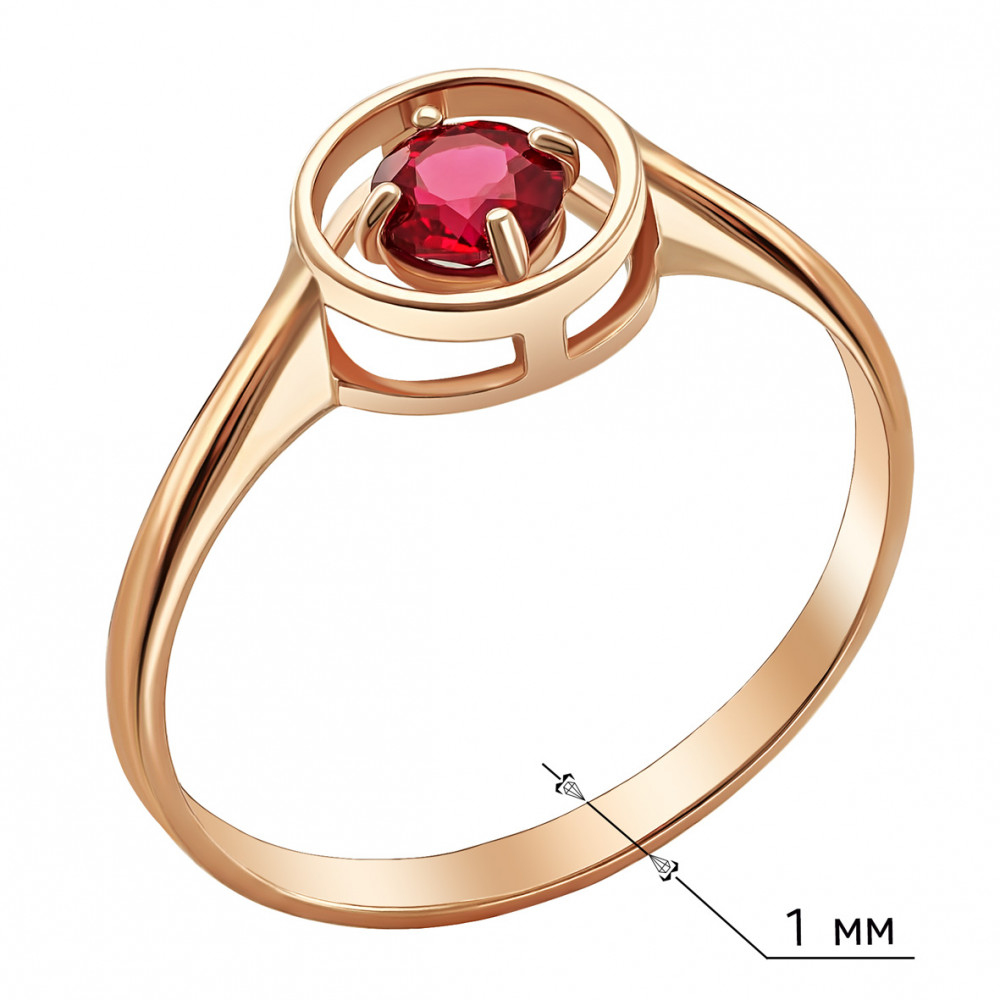 Золотое кольцо с рубином. Артикул 365699  размер 17 - Фото 3