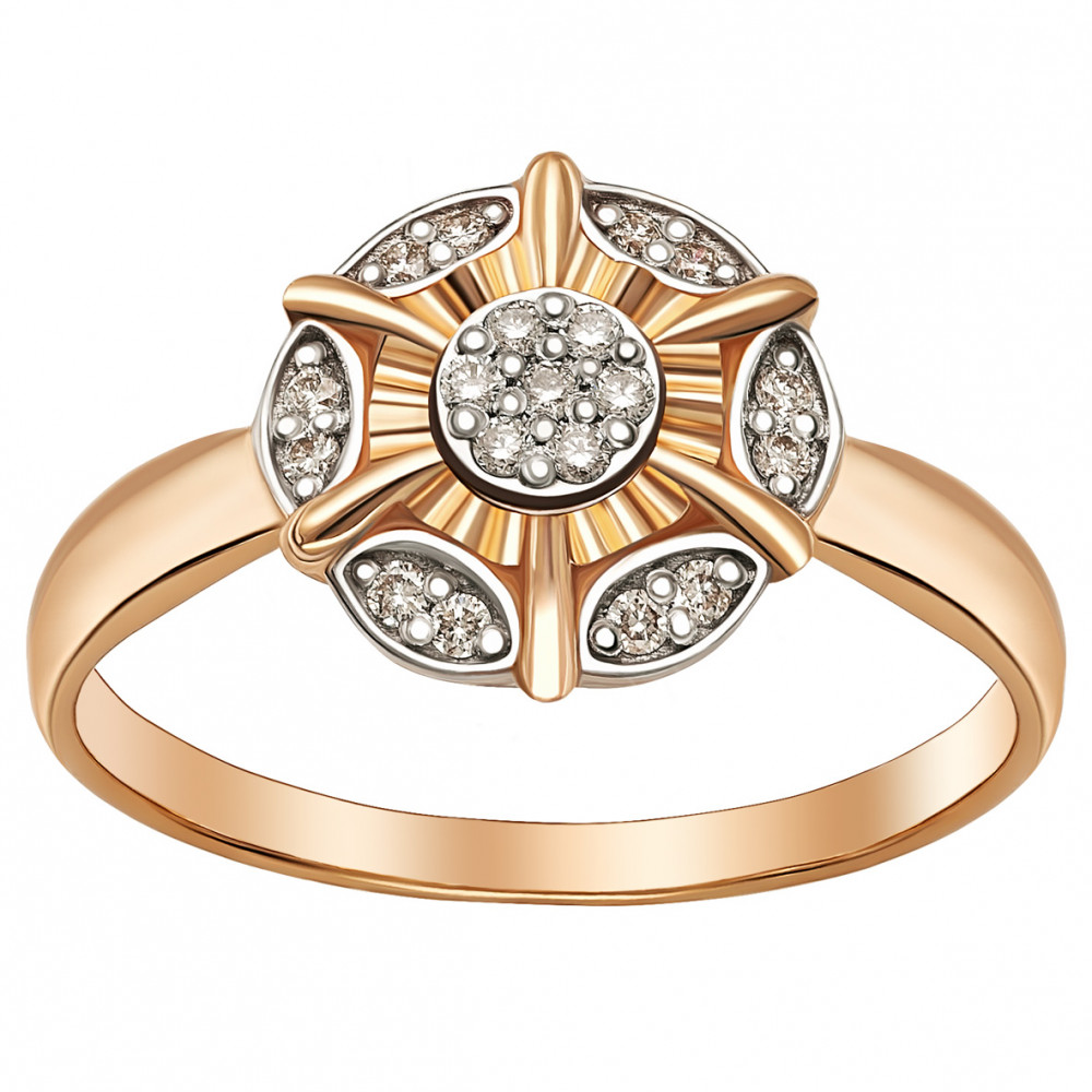 Золотое кольцо с бриллиантами. Артикул 750779  размер 18 - Фото 2