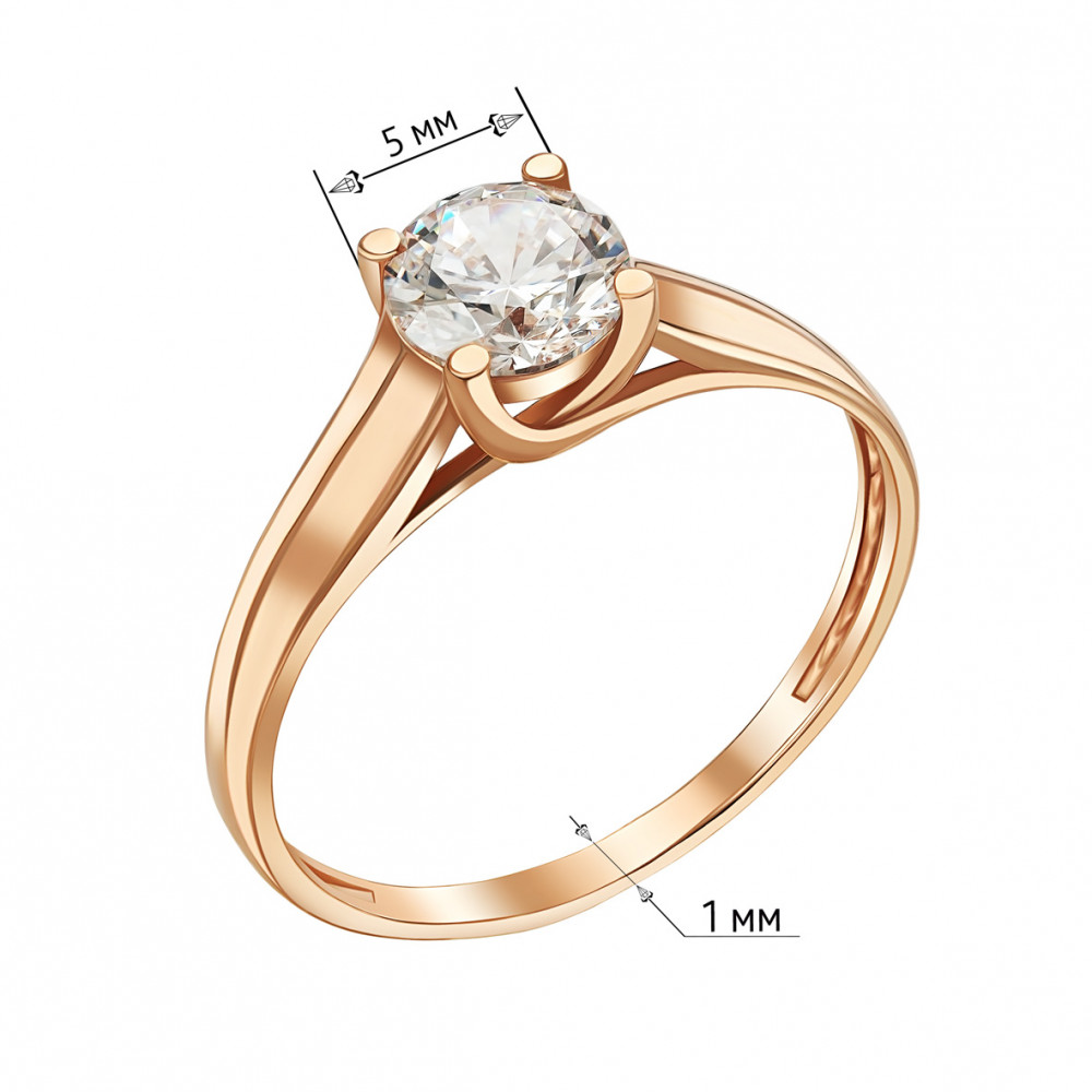 Золотое кольцо с фианитом. Артикул 320598  размер 18 - Фото 4