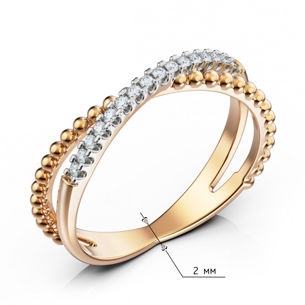 Золотое кольцо с фианитами. Артикул 380679  размер 17 - Фото 3