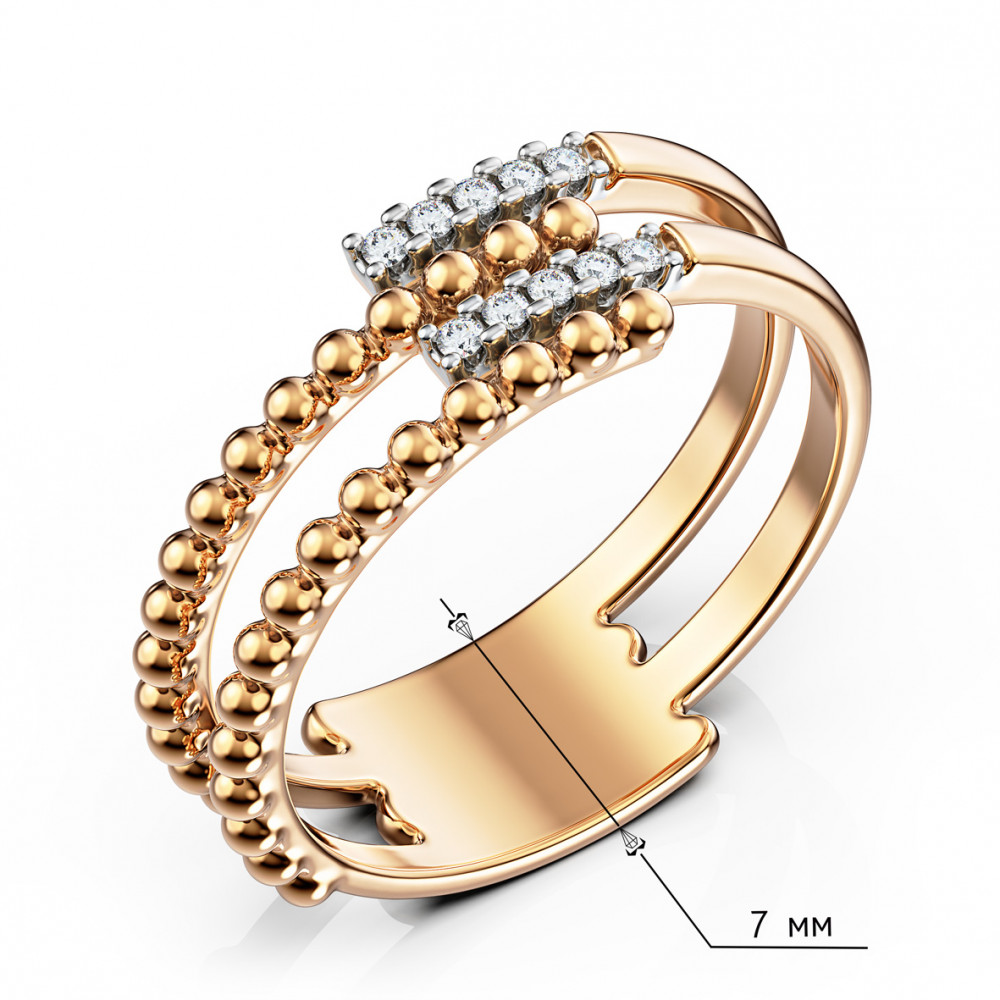 Золотое кольцо с фианитами. Артикул 380680  размер 16.5 - Фото 3