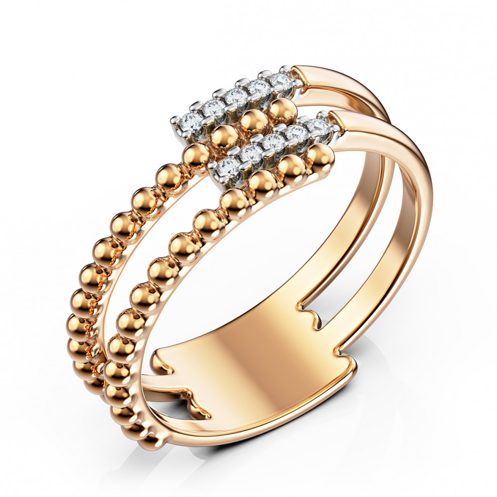 Золотое кольцо с фианитами. Артикул 380680  размер 19 - Фото 2