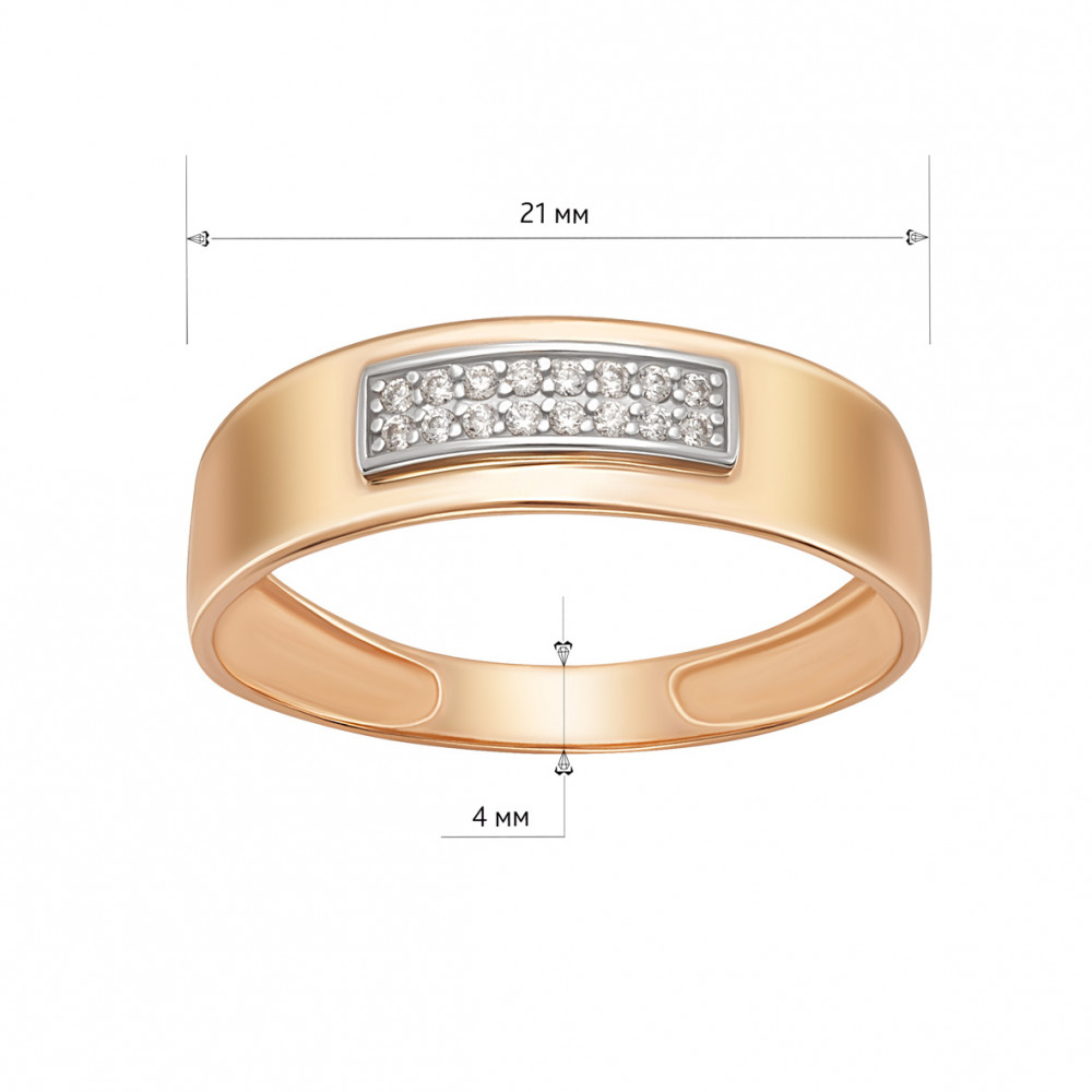 Золотое кольцо с фианитами. Артикул 380673  размер 18.5 - Фото 3