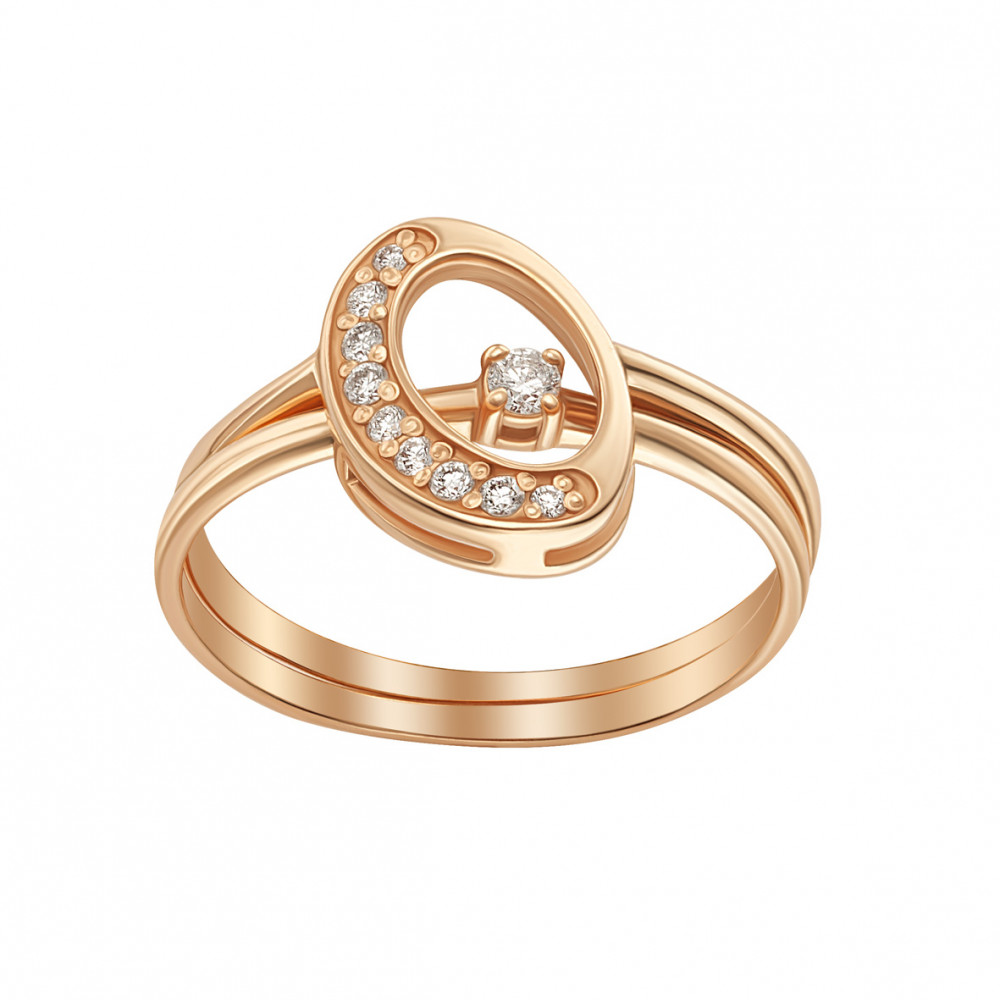 Золотое кольцо c бриллиантами. Артикул 740398  размер 15.5 - Фото 2