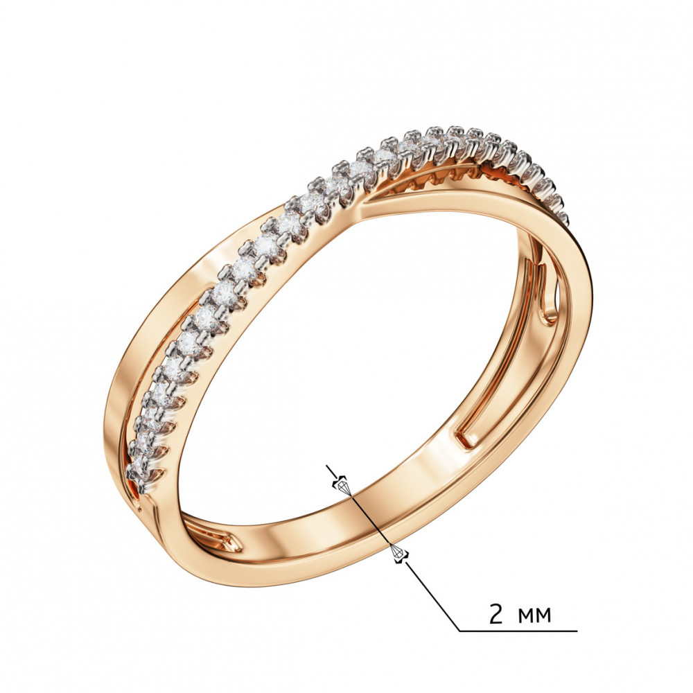 Gold ring with cubic zirkonia. Article 380448  size 19 - Photo 3