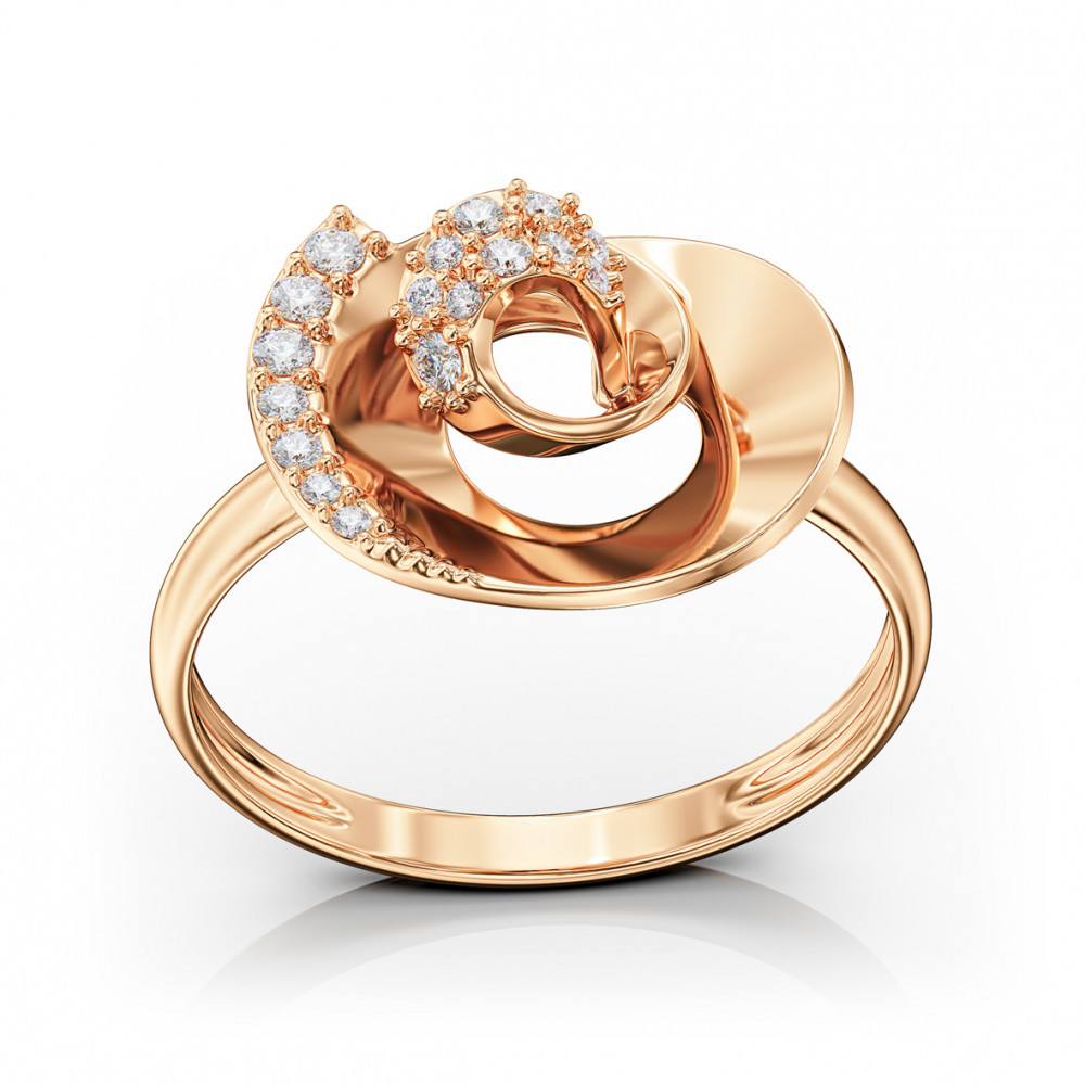 Gold ring with cubic zirkonia. Article 380586  size 18 - Photo 2