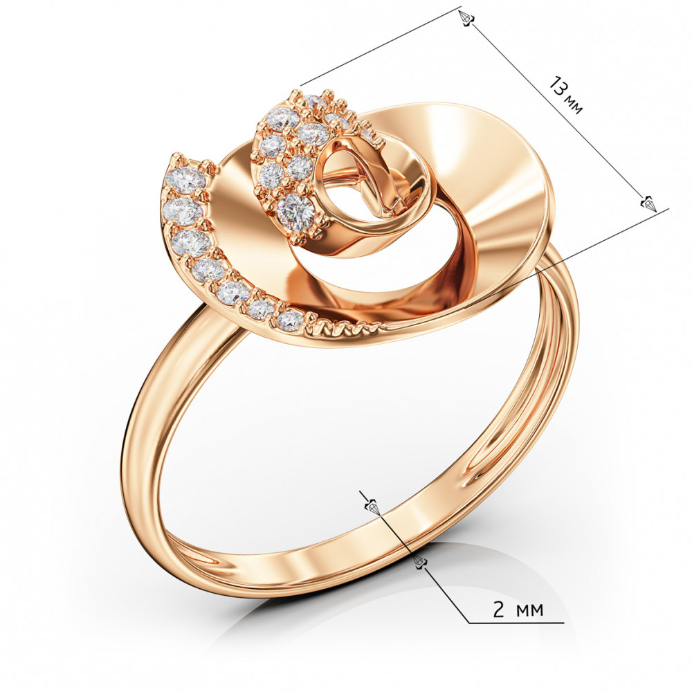 Gold ring with cubic zirkonia. Article 380586  size 18 - Photo 3