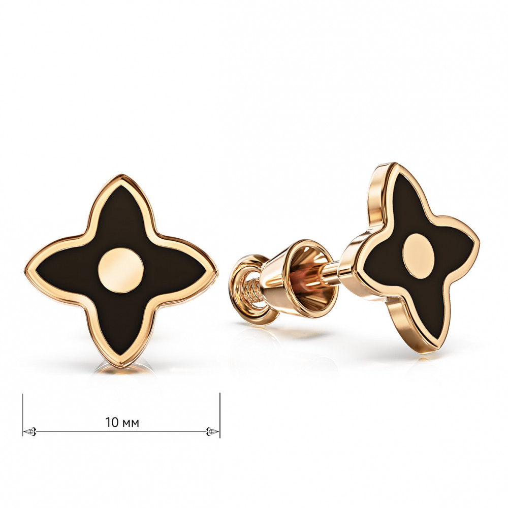 Gold studs with enamel. Article 500056Е  - Photo 3