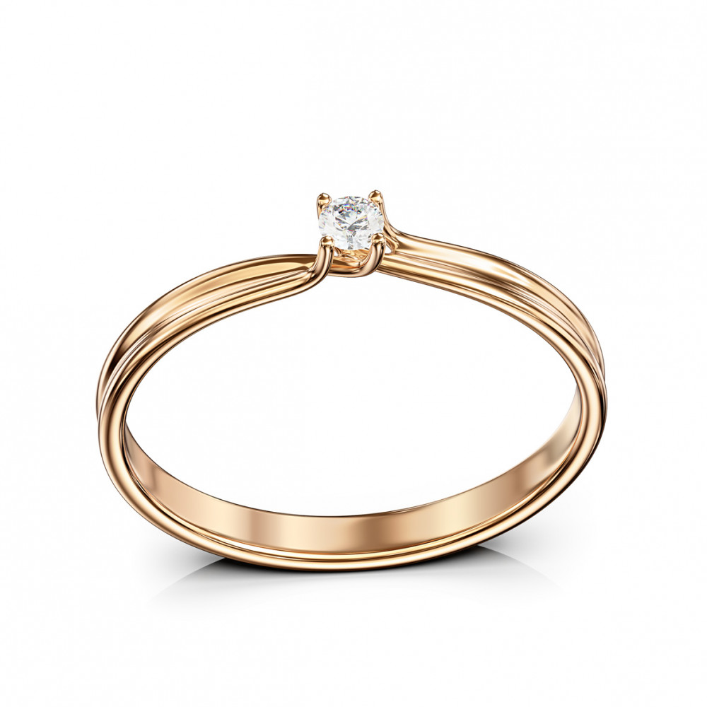 Gold ring with diamond. Article 740350  size 15 - Photo 2