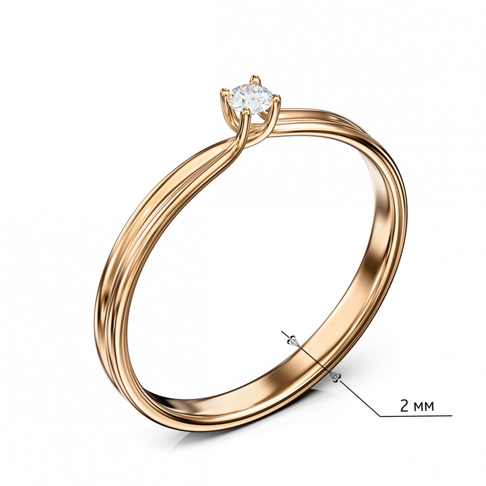 Gold ring with diamond. Article 740350  size 15 - Photo 3