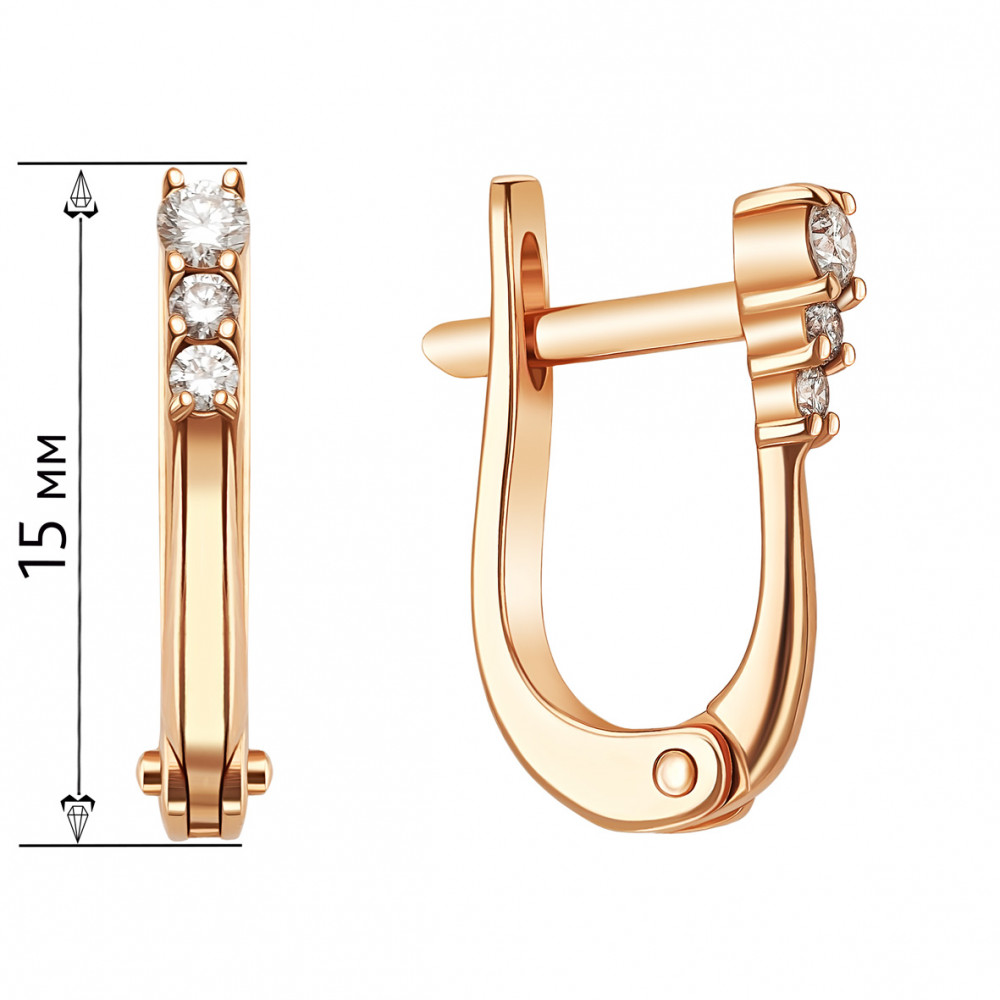 Золотые серьги с бриллиантами. Артикул 760305  - Фото 2