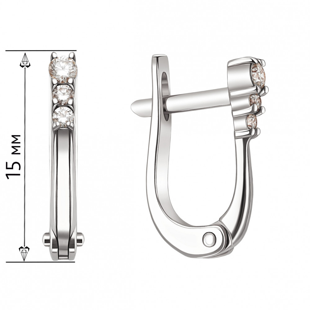 Золоті сережки з діамантами. Артикул 760305В  - Фото 2