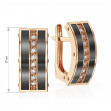Gold earrings with jewelry enamel and cubic zirkonia Article 420023Е  - Photo 3