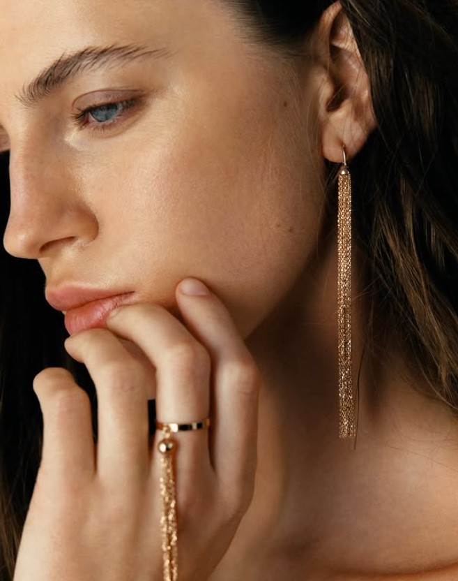 Золоті сережки-підвіски. Артикул 480084  - Фото 3