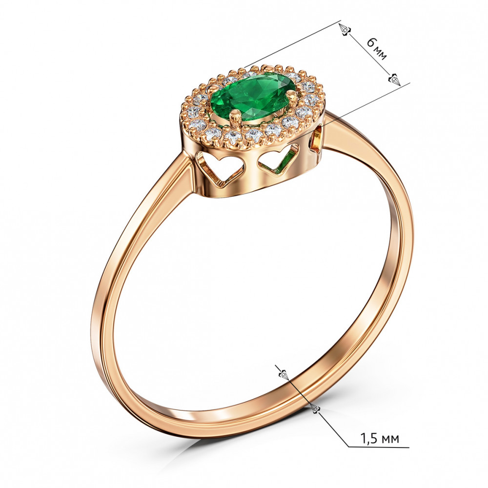 Gold ring with blue topaz and cubic zirkonia. Article 361673  size 18.5 - Photo 3