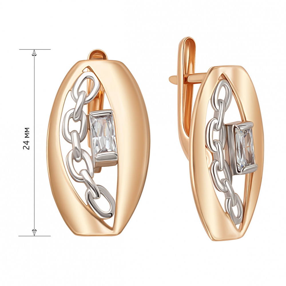 Золоті сережки з фіанітами. Артикул 430187  - Фото 2
