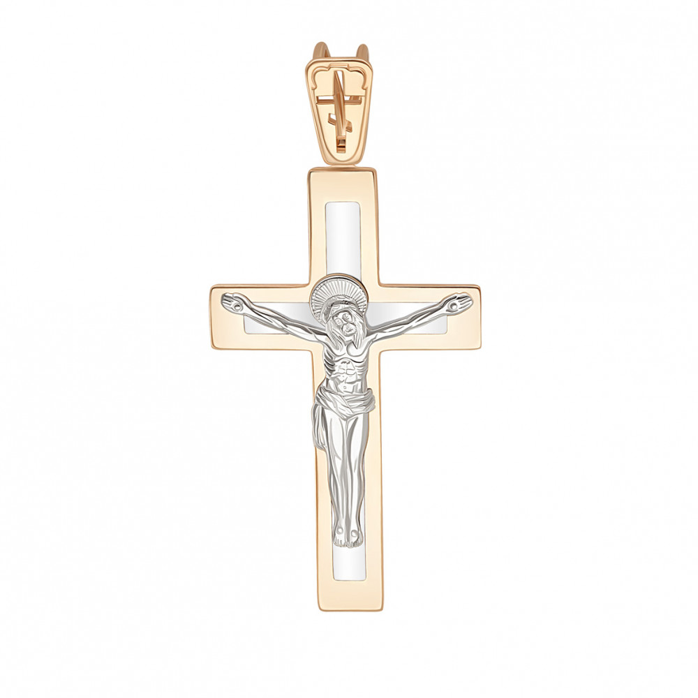 Золотой  крестик с эмалью. Артикул 210103Е  - Фото 2