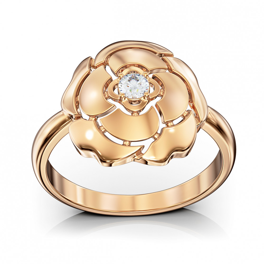 Gold ring with cubic zirkonia. Article 380694  size 19.5 - Photo 2