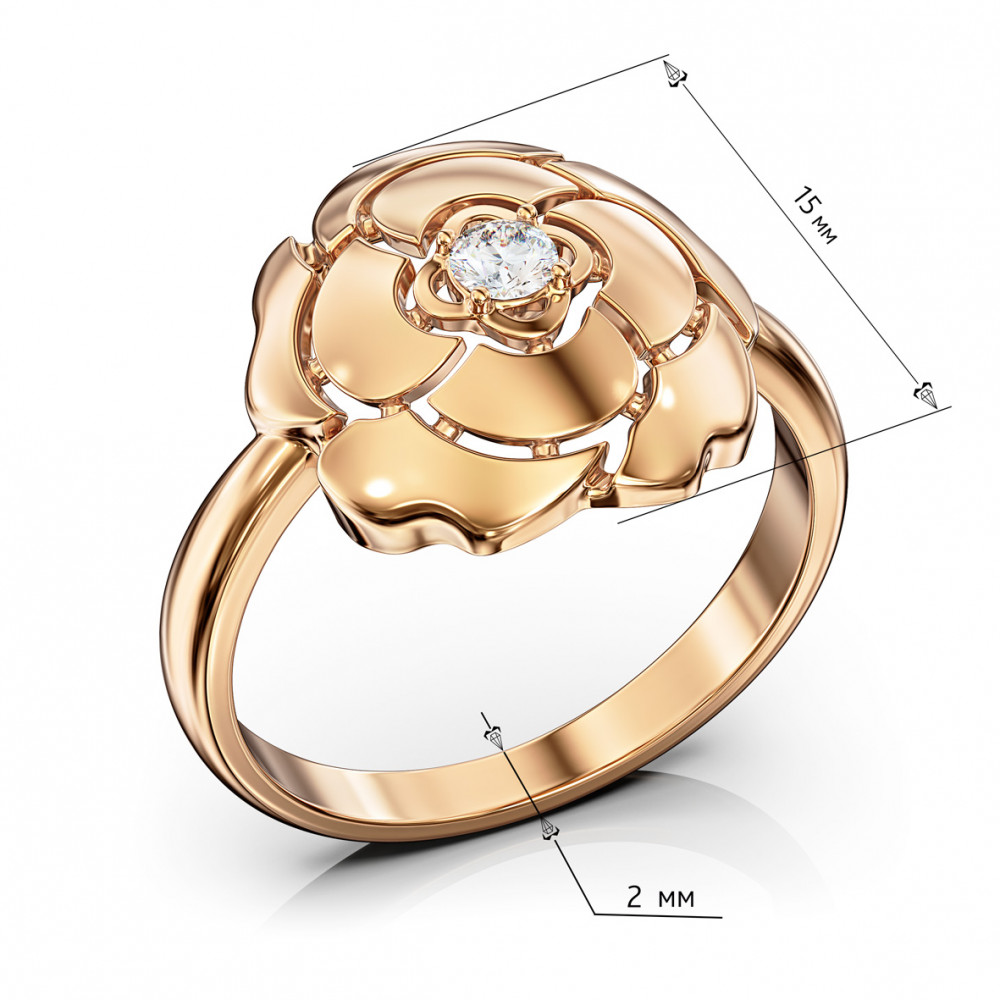 Gold ring with cubic zirkonia. Article 380694  size 19.5 - Photo 3