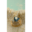 Gold ring with blue topaz and cubic zirconia. Article 371742  size 18 - Photo 4