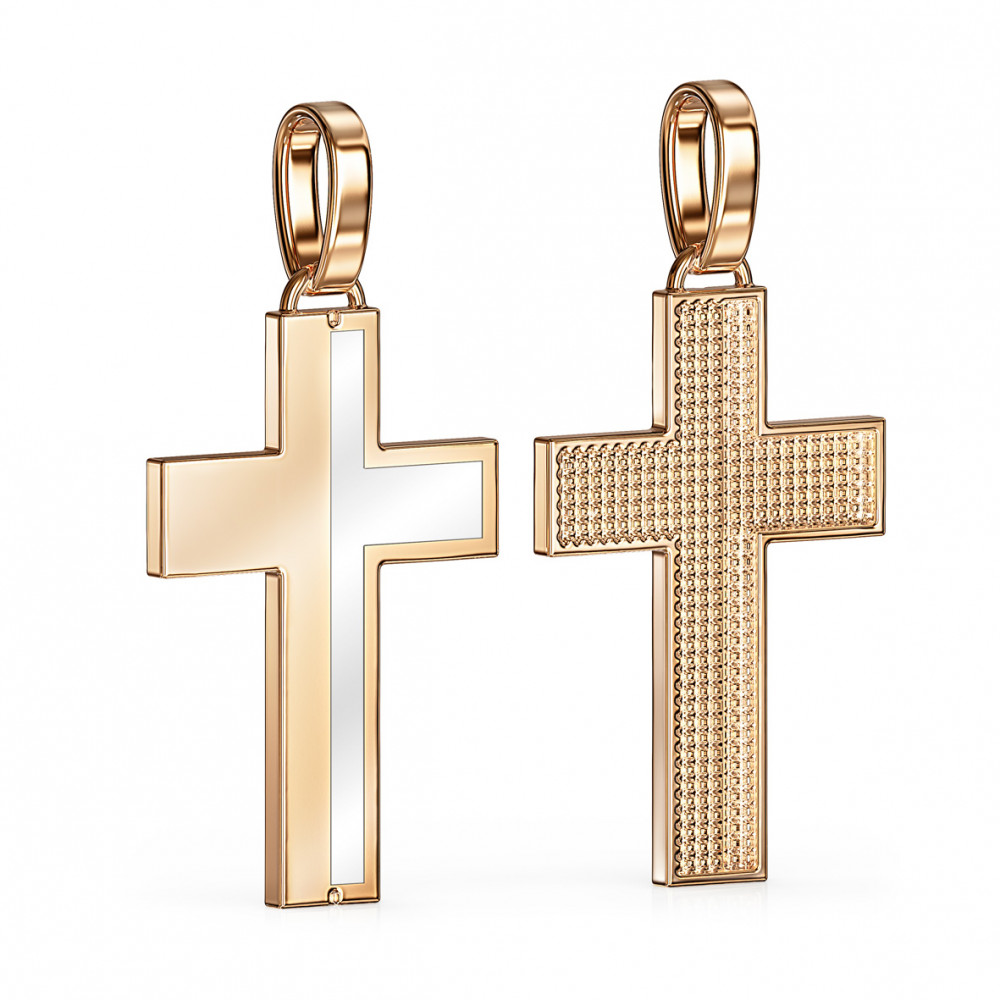 Золотой крестик с эмалью. Артикул 240246Е  - Фото 2