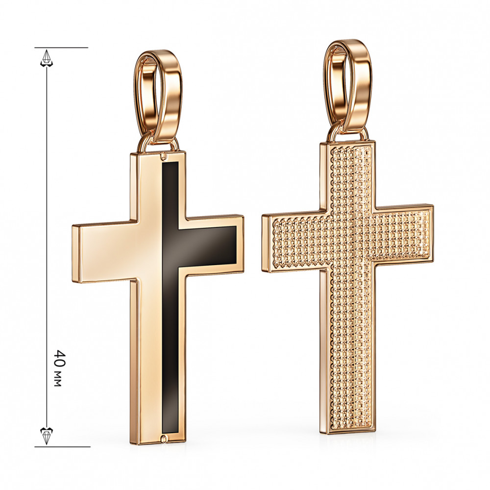 Золотой крестик с эмалью. Артикул 240246Е  - Фото 2 магазин TANGO Золотой крестик с эмалью. Артикул 240246Е  - Фото 2