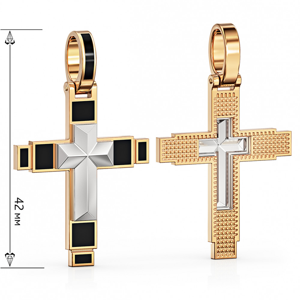 Золотий хрестик з емаллю. Артикул 250101Е  - Фото 2