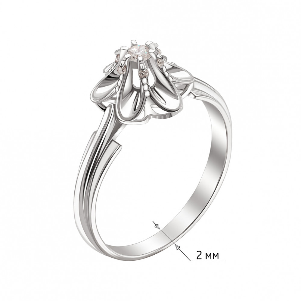 Золотое кольцо c бриллиантами. Артикул 750625В  размер 17 - Фото 3