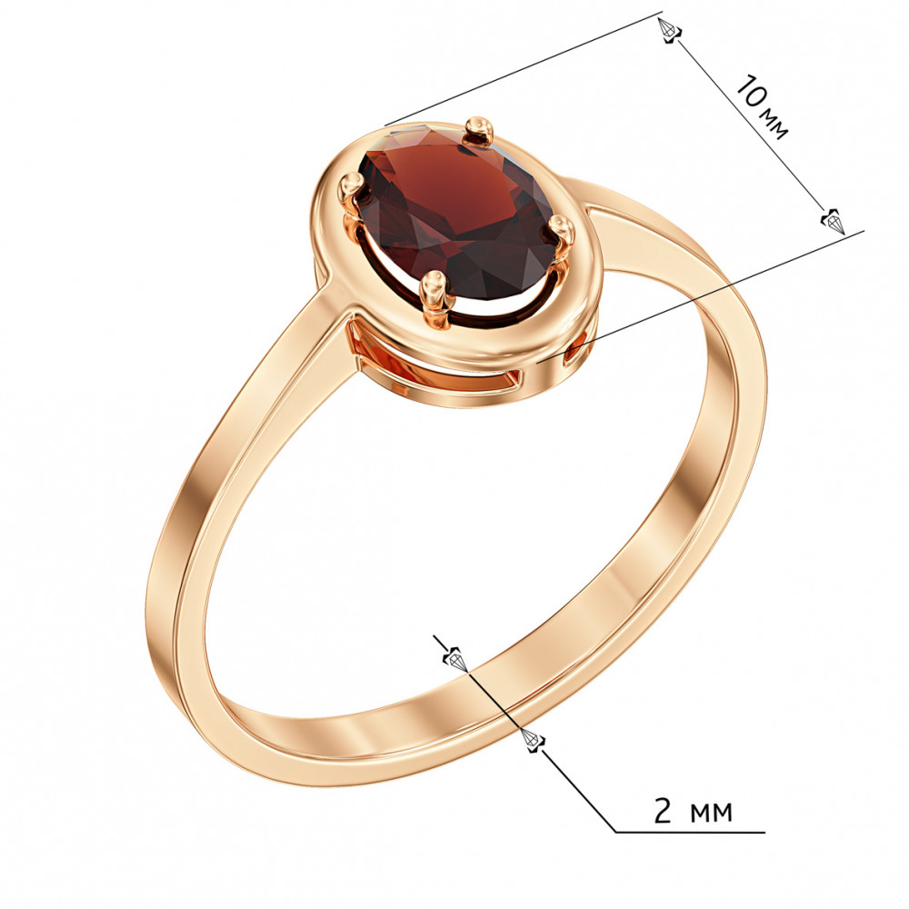 Gold ring with garnet. Article 364681  size 16.5 - Photo 3