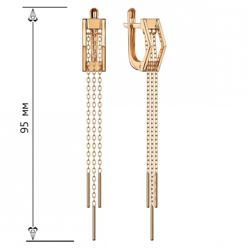 Золотые серьги-подвески. Артикул 400306  - Фото 2