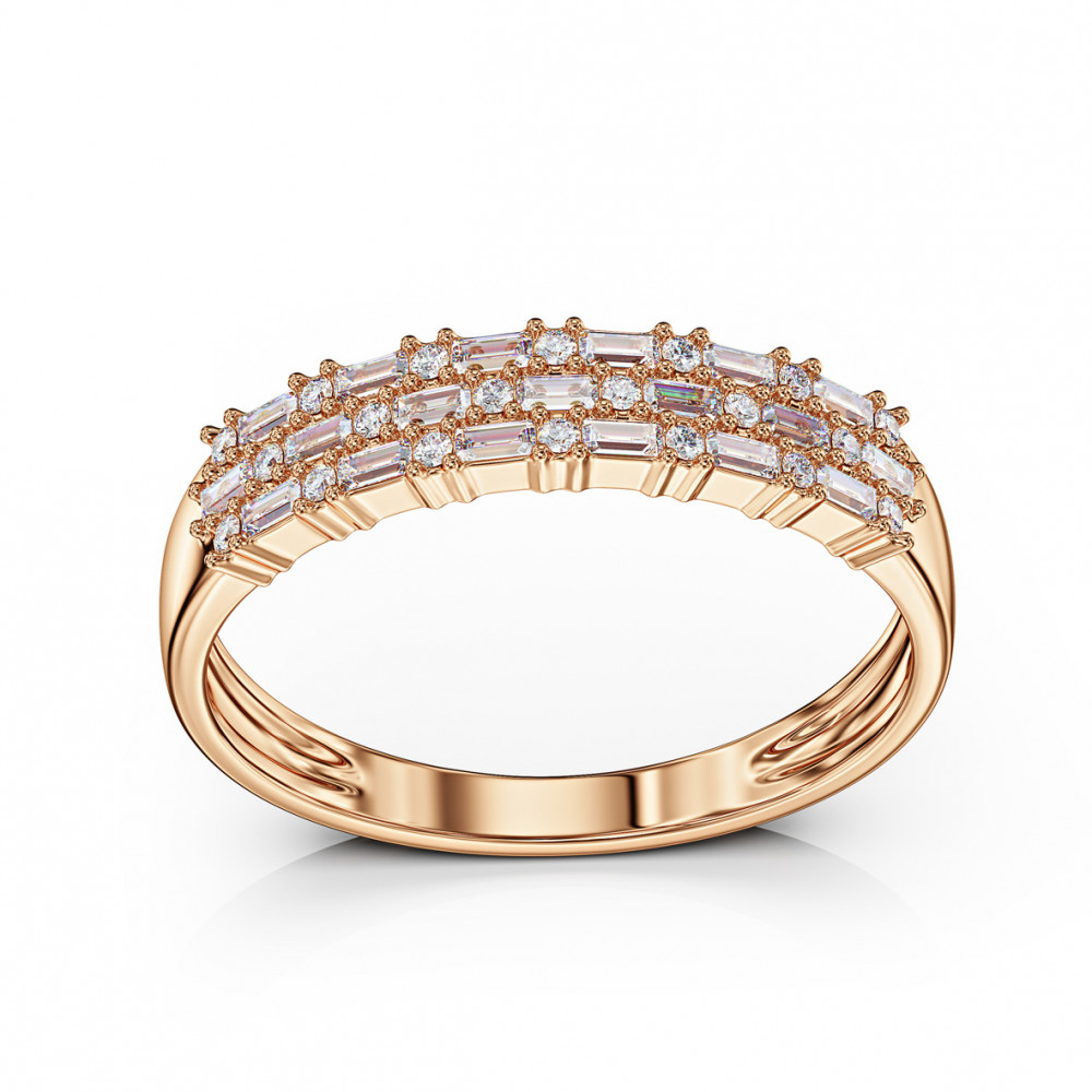 Gold ring with cubic zirkonia. Article 380719  size 17 - Photo 2