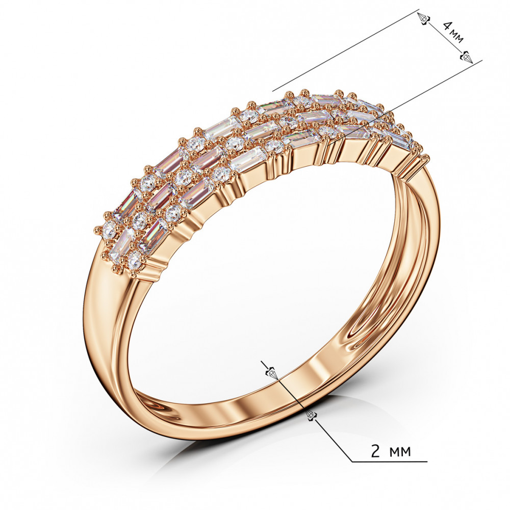 Gold ring with cubic zirkonia. Article 380719  size 17 - Photo 3
