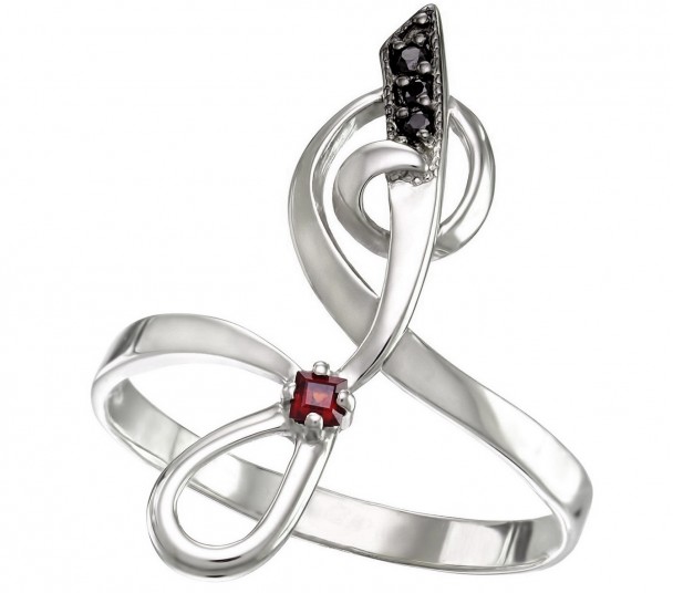 Серебряное кольцо с фианитами. Артикул 320855С - Фото  1