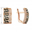 Gold earrings with cubic zirkonia and enamel. Article 420035Е  - Photo 2