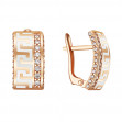 Gold earrings with cubic zirkonia and enamel. Article 420035Е  - Photo 3