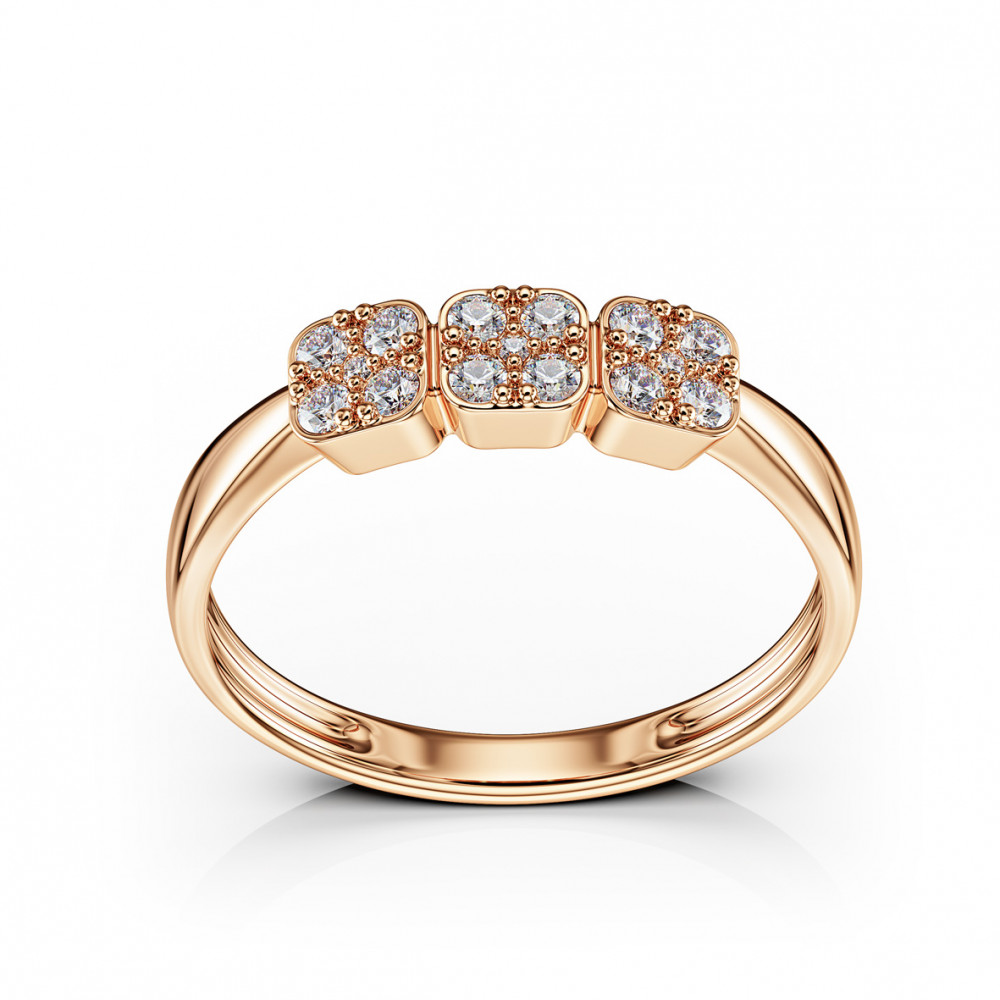 Gold ring with cubic zirkonia. Article 380721  size 17.5 - Photo 2