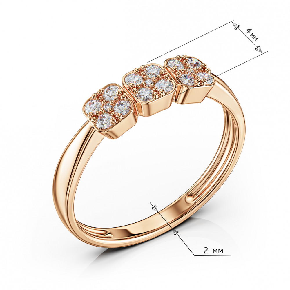 Gold ring with cubic zirkonia. Article 380721  size 17.5 - Photo 3